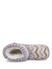 Totes Purple Chunky Knit Booties Socks with Sherpa Lining - Image 4 of 5