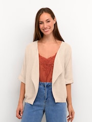 Cream Sillar 100% Cotton Knitted Cream Cardigan - Image 1 of 6