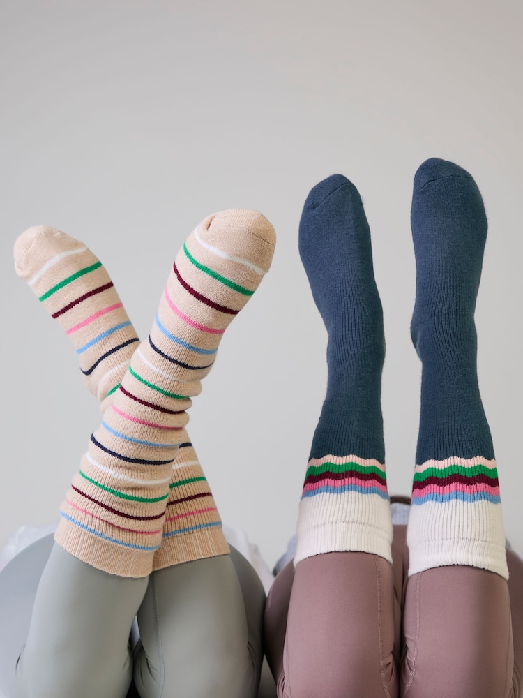 Totes Cream Knee High Brushed Welly Socks 2 Pack - Image 1 of 5 Totes Cream Knee High Brushed Welly Socks 2 Pack - Image 1 of 5