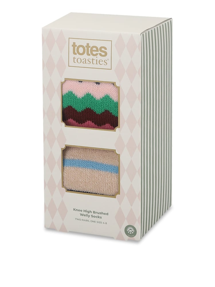 Totes Cream Knee High Brushed Welly Socks 2 Pack - Image 2 of 5 Totes Cream Knee High Brushed Welly Socks 2 Pack - Image 2 of 5