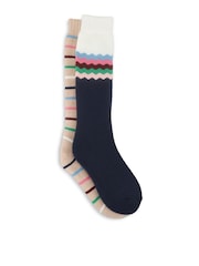 Totes Cream Knee High Brushed Welly Socks 2 Pack - Image 3 of 5
