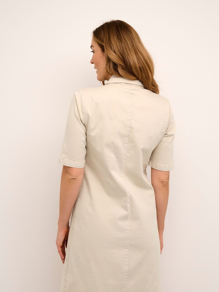 Cream Ann Short Sleeve Shirt Dress - Image 2 of 6 Cream Ann Short Sleeve Shirt Dress - Image 2 of 6