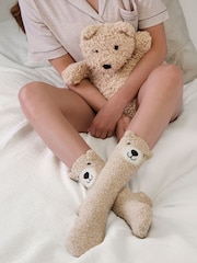 Totes Natural Bear Mini Hot Water Bottle & Super Soft Socks Set - Image 1 of 5