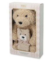 Totes Natural Bear Mini Hot Water Bottle & Super Soft Socks Set - Image 3 of 5