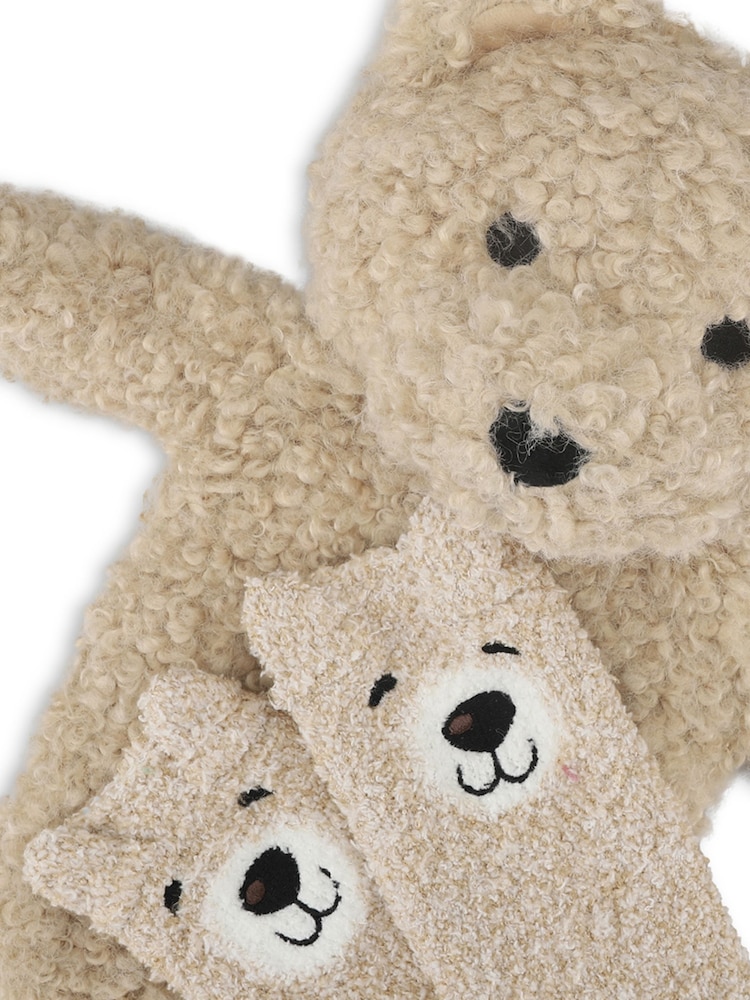 Totes Natural Bear Mini Hot Water Bottle & Super Soft Socks Set - Image 5 of 5 Totes Natural Bear Mini Hot Water Bottle & Super Soft Socks Set - Image 5 of 5