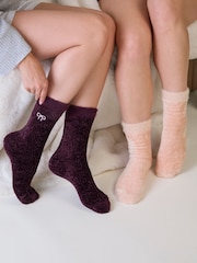 Totes Purple Super Soft Chenille Bed Socks 2 Pack - Image 1 of 5