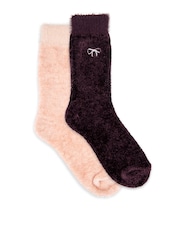 Totes Purple Super Soft Chenille Bed Socks 2 Pack - Image 3 of 5