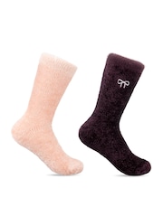 Totes Purple Super Soft Chenille Bed Socks 2 Pack - Image 4 of 5