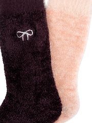 Totes Purple Super Soft Chenille Bed Socks 2 Pack - Image 5 of 5