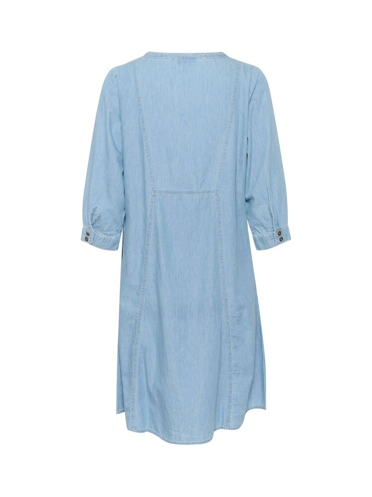 Cream Blue Bolette Knee-Length 100% Cotton Dress - Image 6 of 6 Cream Blue Bolette Knee-Length 100% Cotton Dress - Image 6 of 6