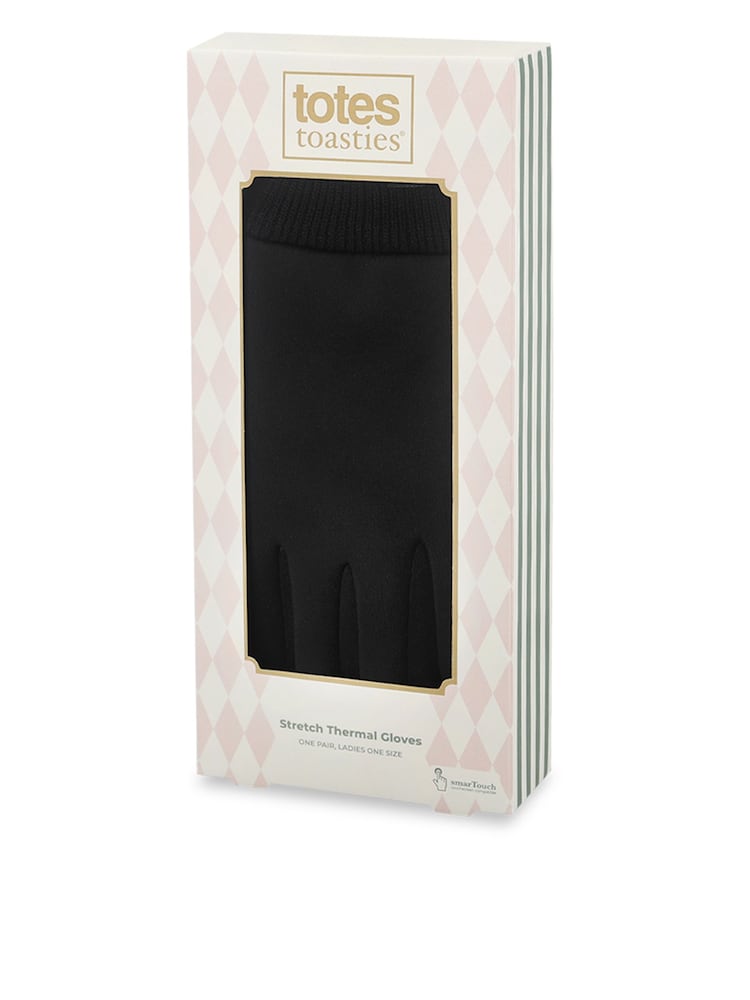 Totes Black Stretch Thermal Gloves With Smartouch - Image 2 of 5 Totes Black Stretch Thermal Gloves With Smartouch - Image 2 of 5