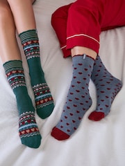 Totes Blue Original Slipper Socks 2 Pack - Image 1 of 5