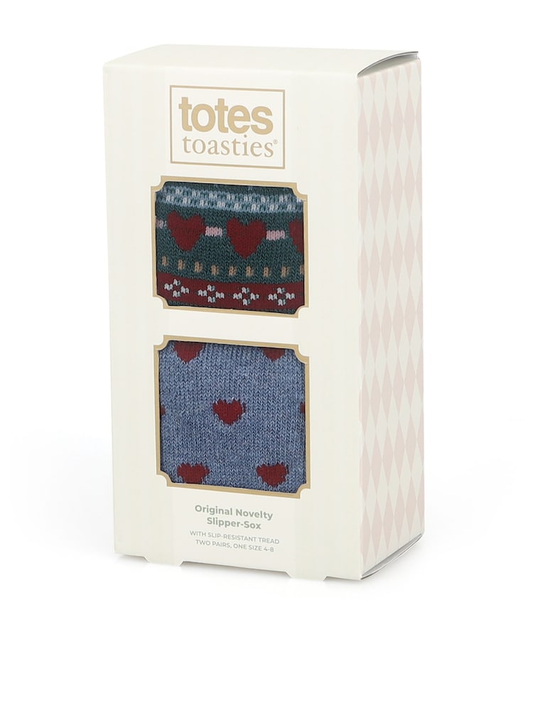 Totes Blue Original Slipper Socks 2 Pack - Image 2 of 5 Totes Blue Original Slipper Socks 2 Pack - Image 2 of 5