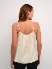 Cream Anna Singlet Thin Strap Brown Top with Lace - Image 2 of 6