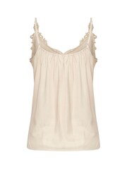 Cream Anna Singlet Thin Strap Brown Top with Lace - Image 6 of 6