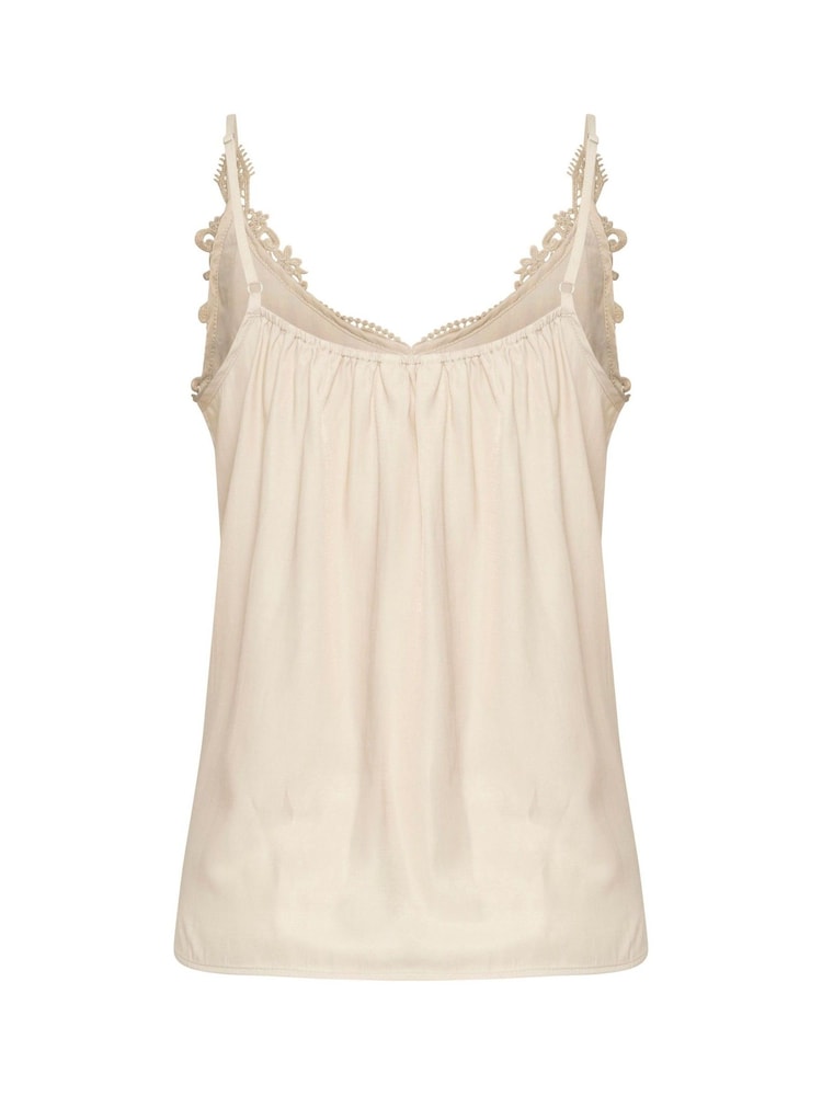 Cream Anna Singlet Thin Strap Brown Top with Lace - Image 6 of 6