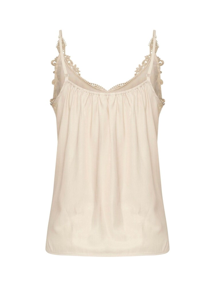 Cream Anna Singlet Thin Strap Brown Top with Lace - Image 6 of 6 Cream Anna Singlet Thin Strap Brown Top with Lace - Image 6 of 6