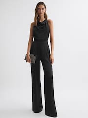 Reiss Black Malia Cowl Neck Jumpsuit - Image 1 of 4