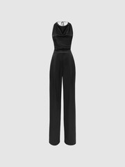 Reiss Black Malia Cowl Neck Jumpsuit - Image 2 of 4
