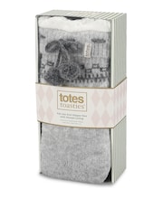 Totes Grey Fair Isle Knit Slipper Socks with Sherpa Lining - Image 2 of 5
