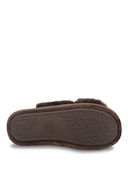 Totes Brown Crossover Faux Fur Slider Slippers - Image 4 of 5