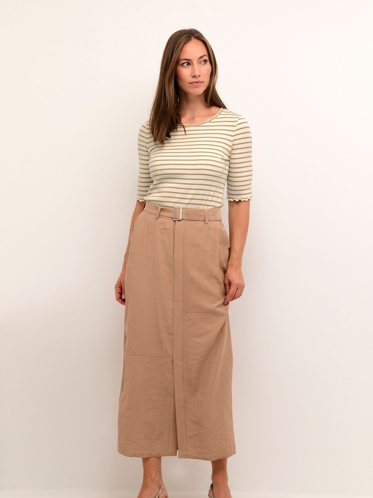 Cream Ribba Striped Brown Blouses - Image 1 of 6