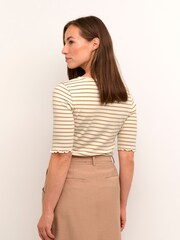 Cream Ribba Striped Brown Blouses - Image 3 of 6
