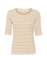 Cream Ribba Striped Brown Blouses - Image 5 of 6