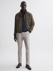Reiss Eclipse Blue Milburn Merino Wool Open Collar Polo Shirt - Image 3 of 5