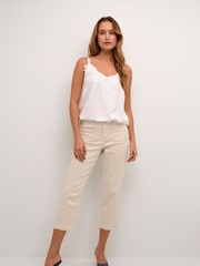 Cream Slim Fit Ann Twill Capri Trousers - Image 3 of 6