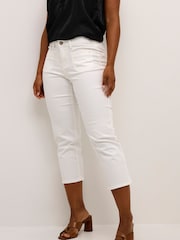 Cream Slim Fit Ann Twill Capri Trousers - Image 1 of 6