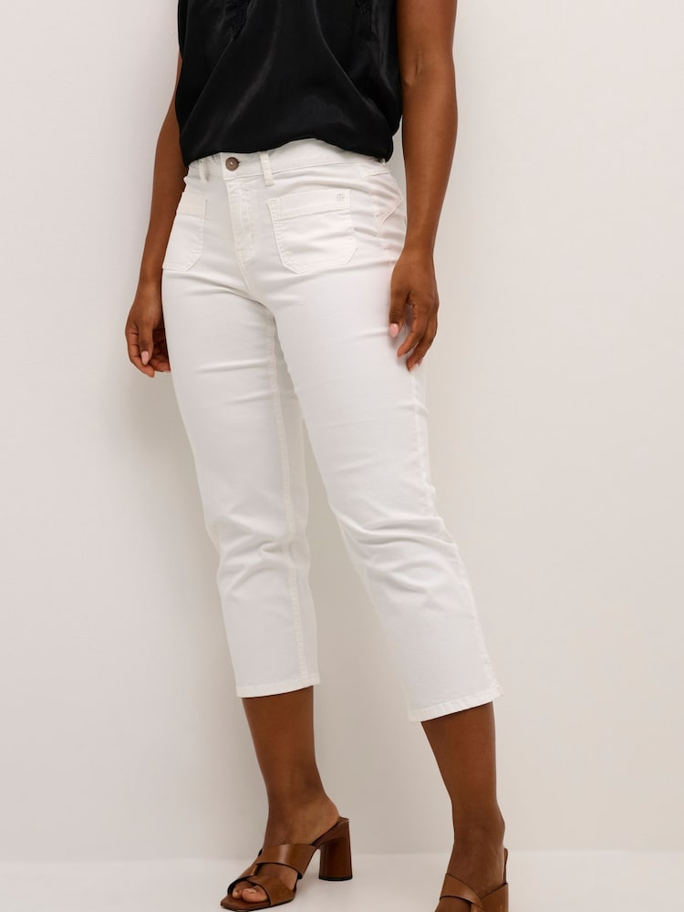 Cream Slim Fit Ann Twill Capri Trousers - Image 1 of 6 Cream Slim Fit Ann Twill Capri Trousers - Image 1 of 6