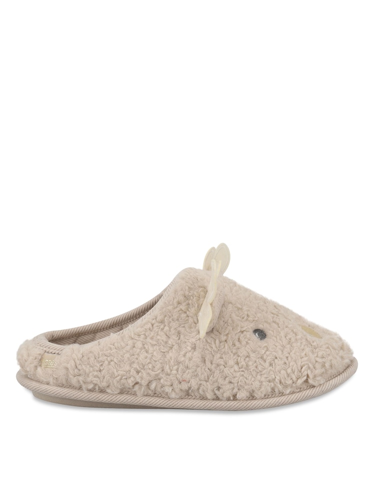 Totes Natural Novelty Reindeer Mule Slippers - Image 2 of 5 Totes Natural Novelty Reindeer Mule Slippers - Image 2 of 5