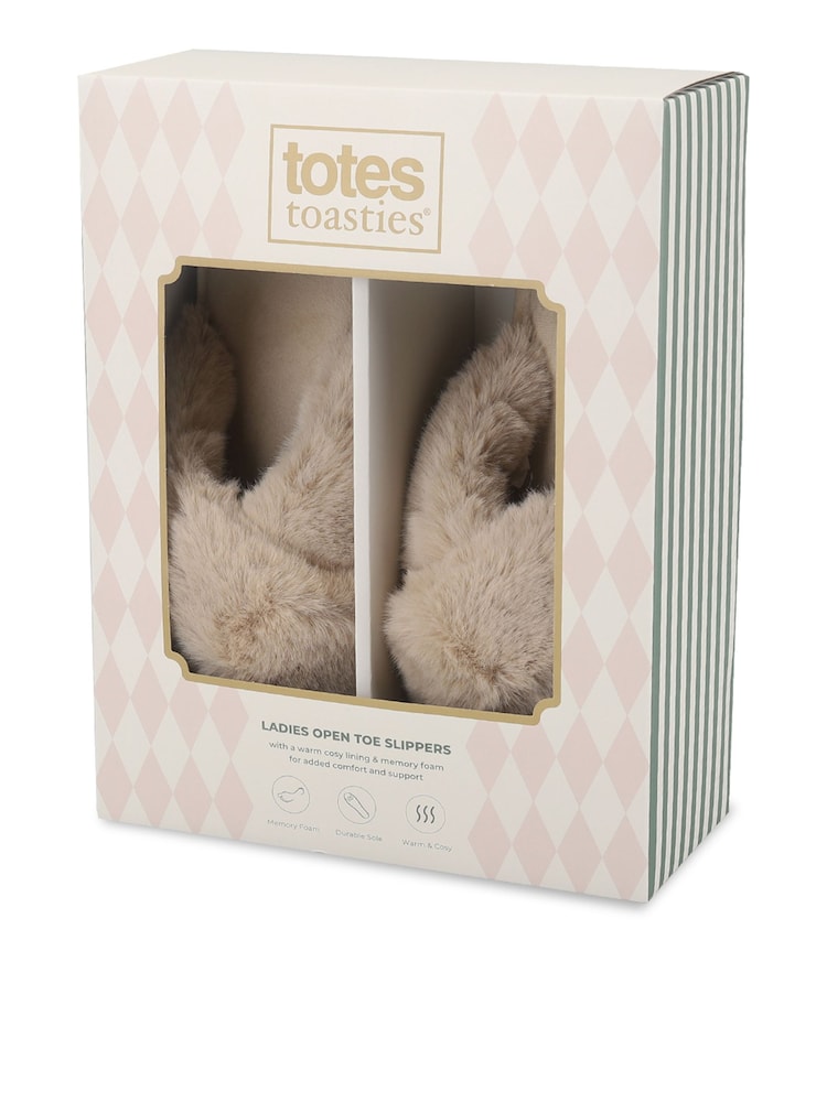 Totes Natural Crossover Faux Fur Slider Slippers - Image 5 of 5 Totes Natural Crossover Faux Fur Slider Slippers - Image 5 of 5