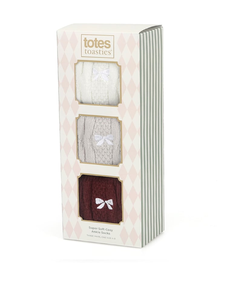 Totes Red Super Soft Ankle Socks 3 Pack - Image 5 of 5 Totes Red Super Soft Ankle Socks 3 Pack - Image 5 of 5