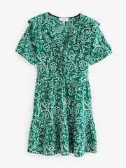 Green Floral Ruffle Detail Mini Smock Dress - Image 2 of 5