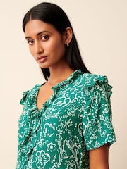 Green Floral Ruffle Detail Mini Smock Dress - Image 5 of 5