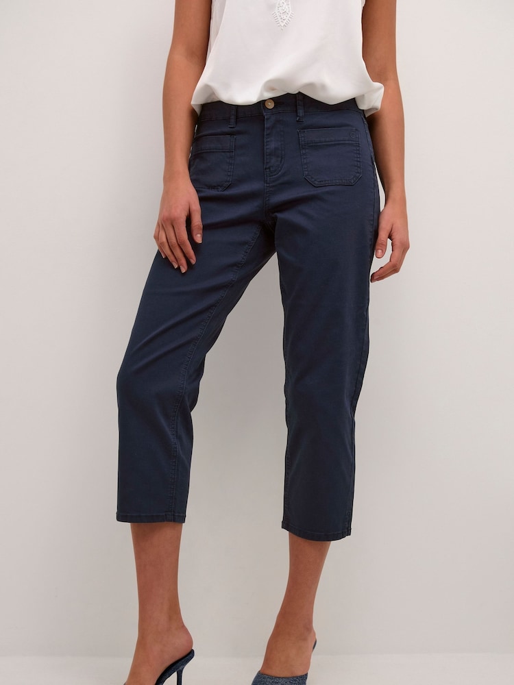 Cream Ann Slim Fit Twill White Capri Trousers - Image 1 of 4 Cream Ann Slim Fit Twill White Capri Trousers - Image 1 of 4