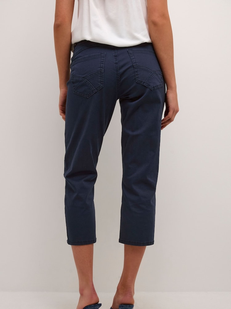 Cream Ann Slim Fit Twill White Capri Trousers - Image 2 of 4 Cream Ann Slim Fit Twill White Capri Trousers - Image 2 of 4