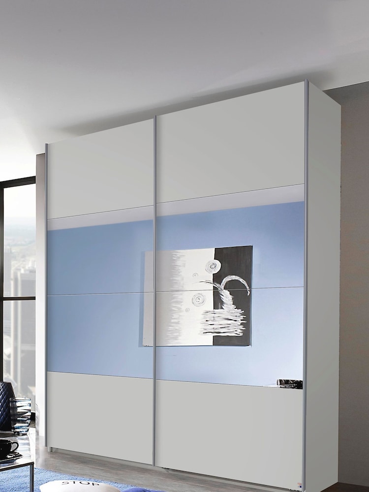 Rauch White Cameron Wood and Centre Mirror Semi 1.8m Sliding Fitted Wardrobe - Image 1 of 2