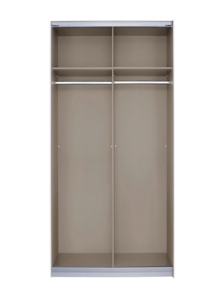 Rauch White Cameron Wood and Centre Mirror Semi 1.8m Sliding Fitted Wardrobe - Image 3 of 3 Rauch White Cameron Wood and Centre Mirror Semi 1.8m Sliding Fitted Wardrobe - Image 3 of 3
