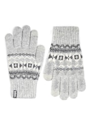 Totes Fair isle Knitted Gloves with Palm Grippers and Smartouch - 5суретінің 3 суреті