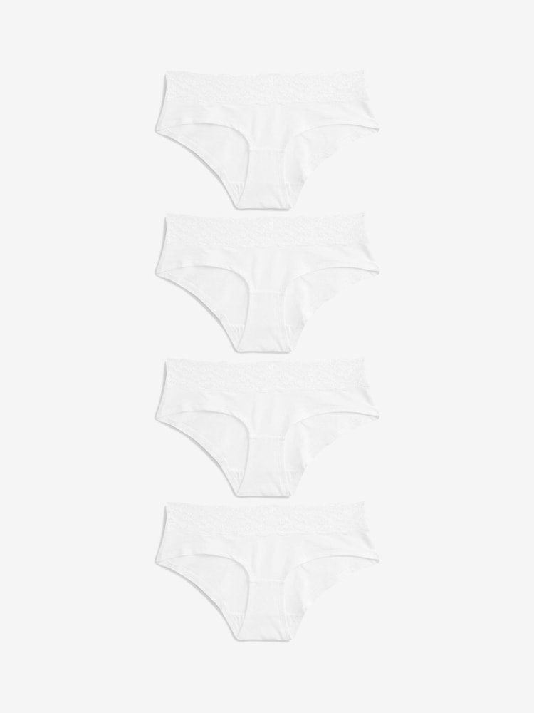 White Short Lace Knickers 4 Pack - Image 1 of 5