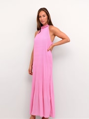 Cream Pink Bellah Halterneck Flower Maxi Dress - Image 1 of 6