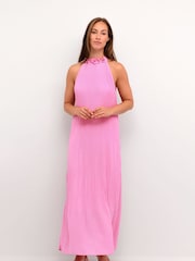 Cream Pink Bellah Halterneck Flower Maxi Dress - Image 3 of 6