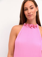 Cream Pink Bellah Halterneck Flower Maxi Dress - Image 4 of 6