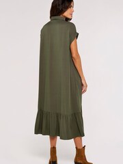Apricot Khaki Green Boxy Tiered Hem Maxi Dress - Image 2 of 4