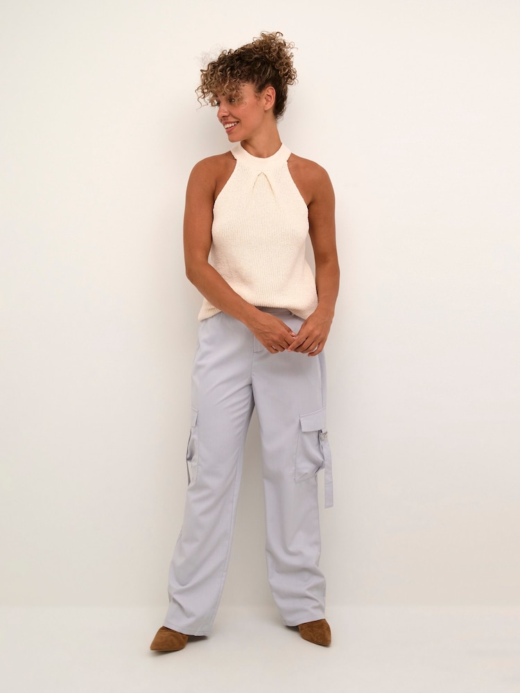 Cream Hami Knitted Halterneck White Top - Image 2 of 6