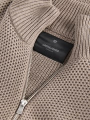JACK & JONES Brown High Neck Knitted Zip Cardigan - Image 7 of 9