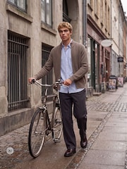 JACK & JONES Brown High Neck Knitted Zip Cardigan - Image 9 of 9